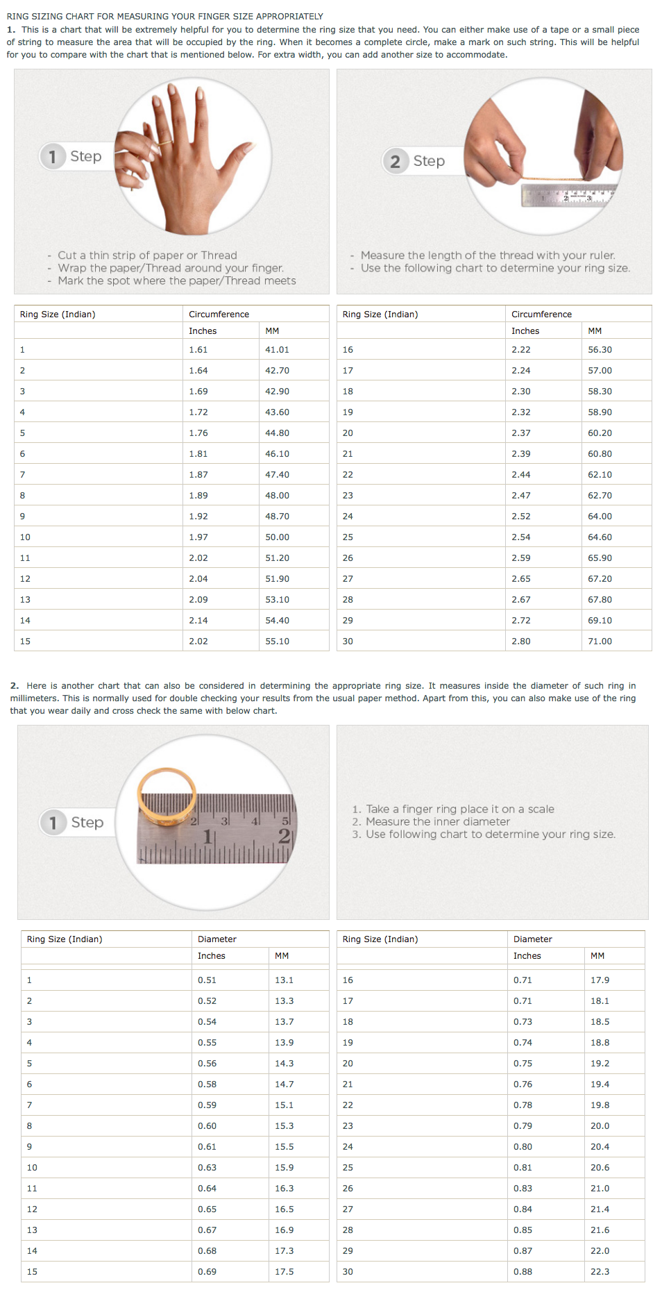 Ring Sizer Chart