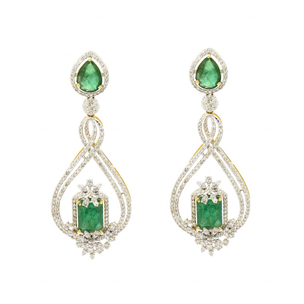 Diamond Emerald Jhumka
