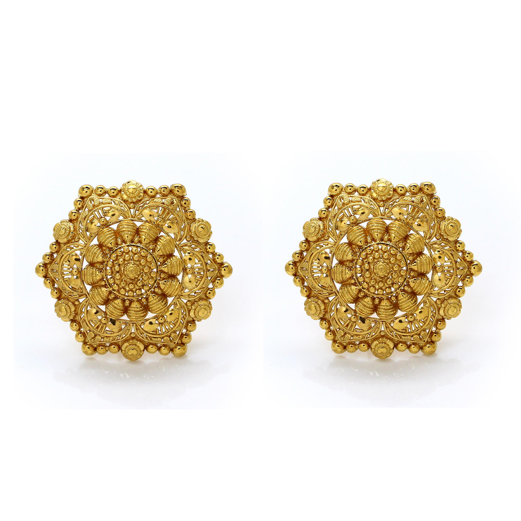 WESTERN DESIGN TOP EARRINGS FEATURING PUSH-PULL BACKS - 22K YELLOW GOLD