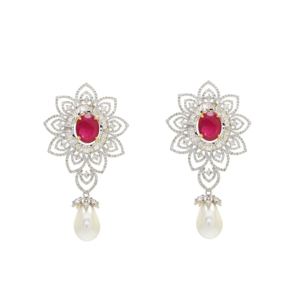 Diamond Ruby Pearl Jhumka