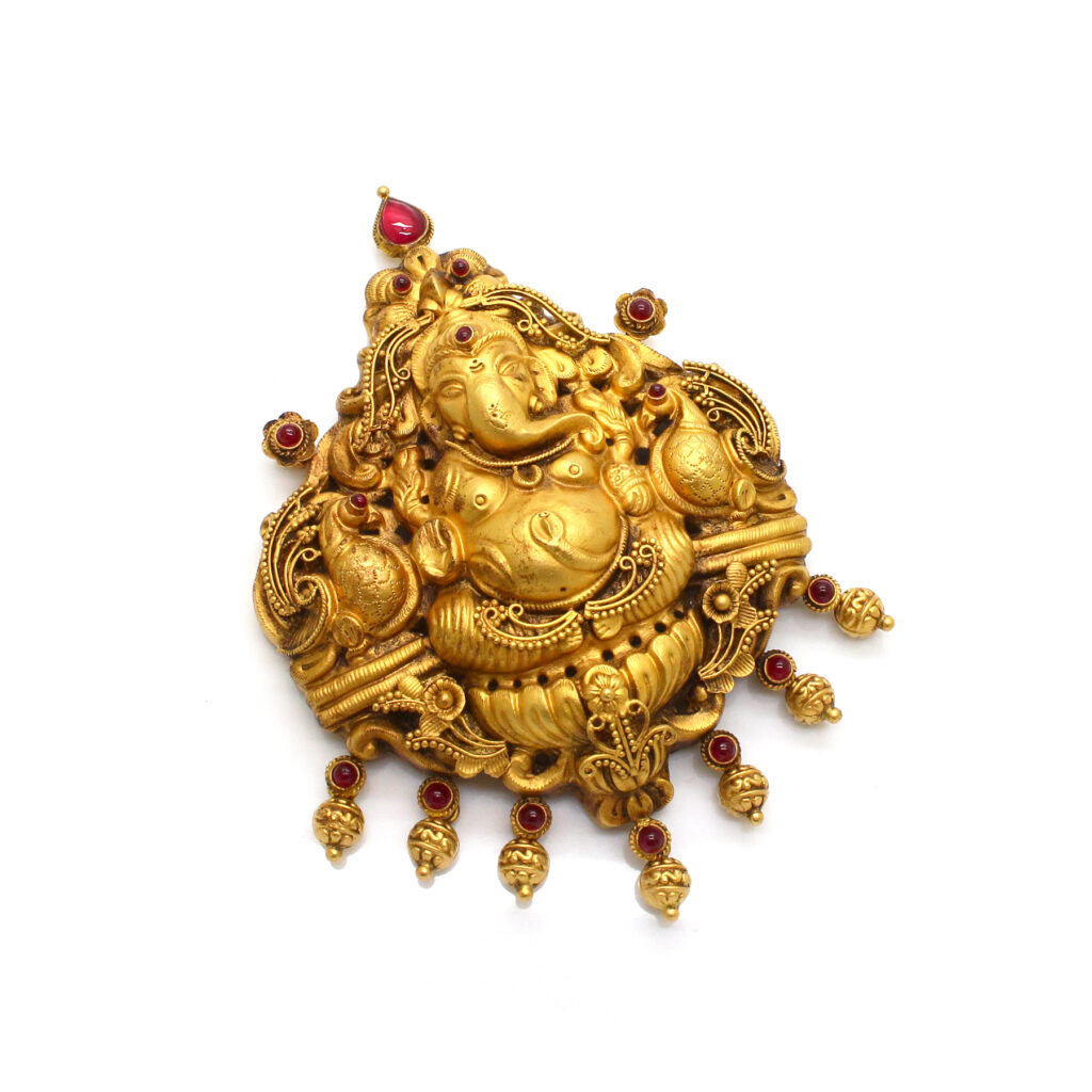22k Gold Antique Ganesh Temple Locket