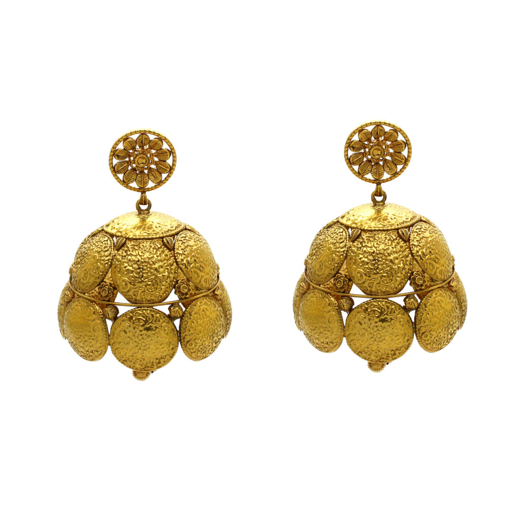 22K Gold Antique Temple Jhumka