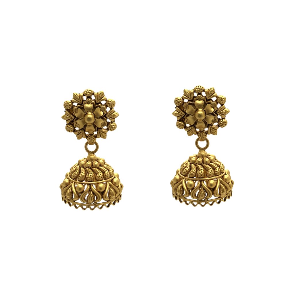 22k Gold Antique Pinjada Jhumka