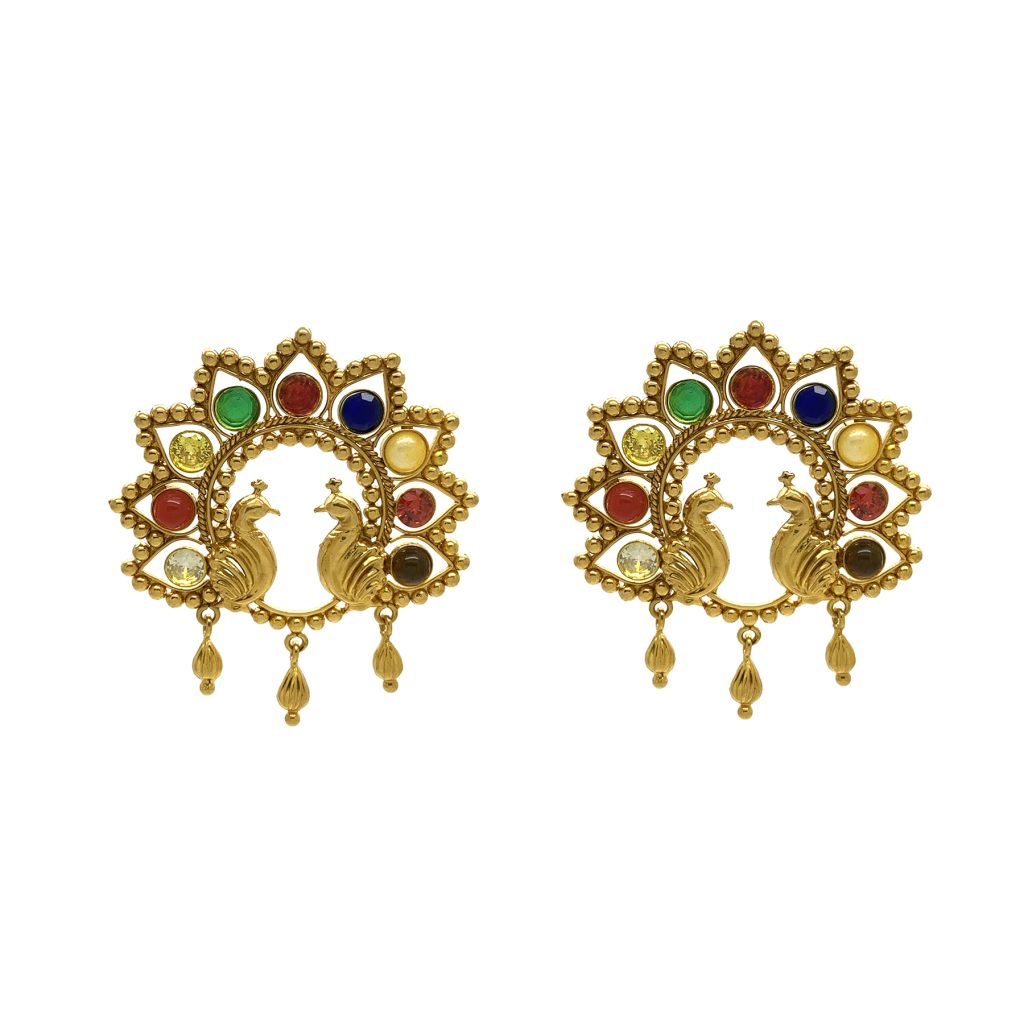 22K Gold Nawaratna Jhumka