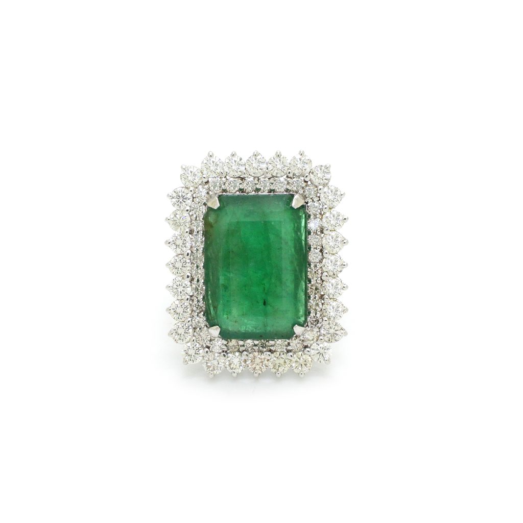 14K Gold Diamond Emerald Ring
