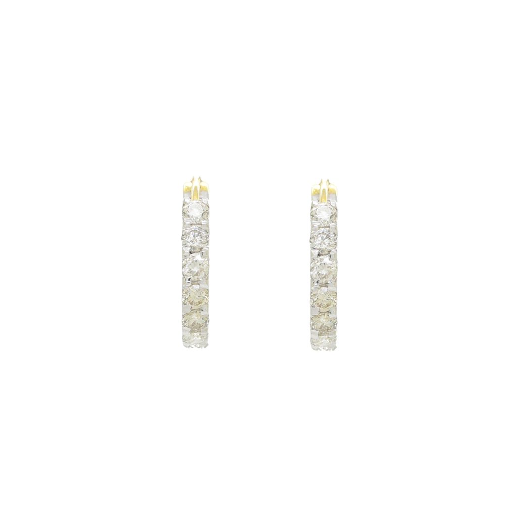 14K Gold Diamond Hoops 