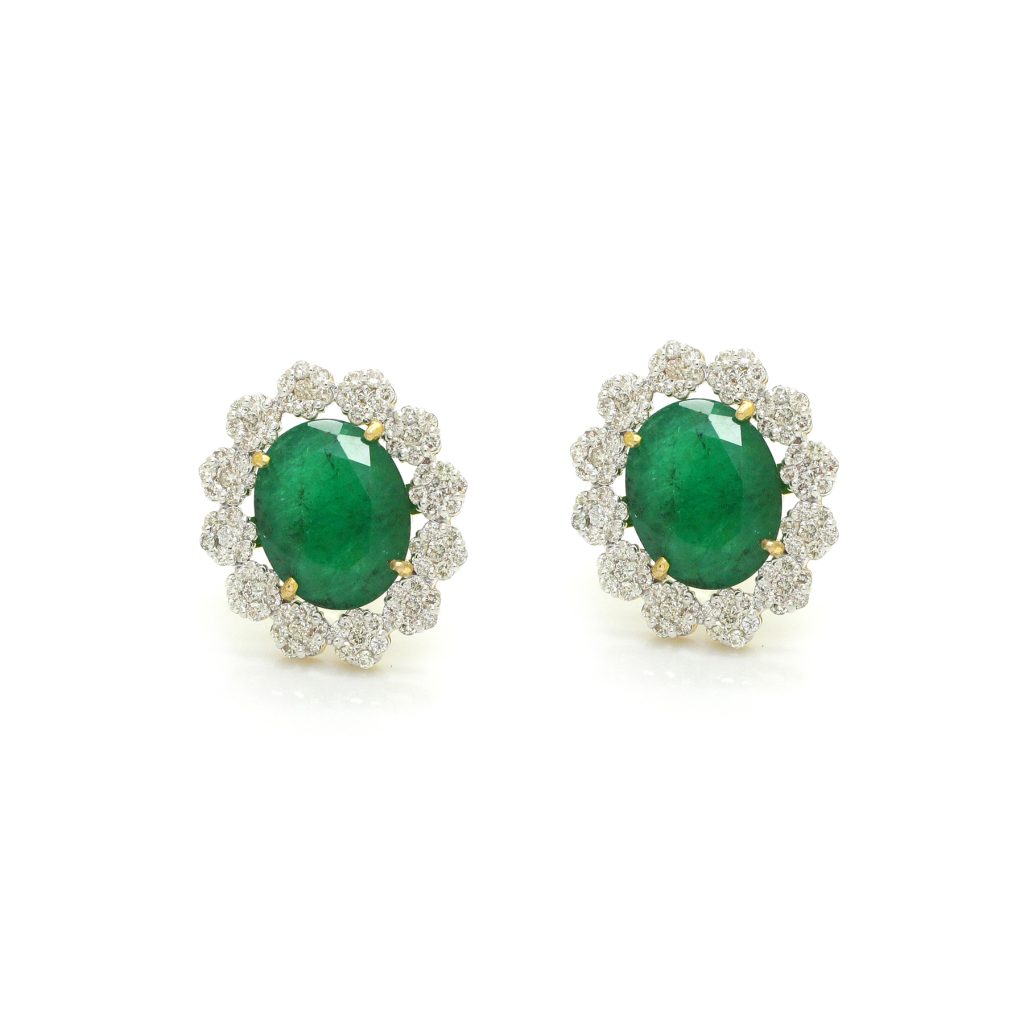 14K Gold Diamond Emerald Top