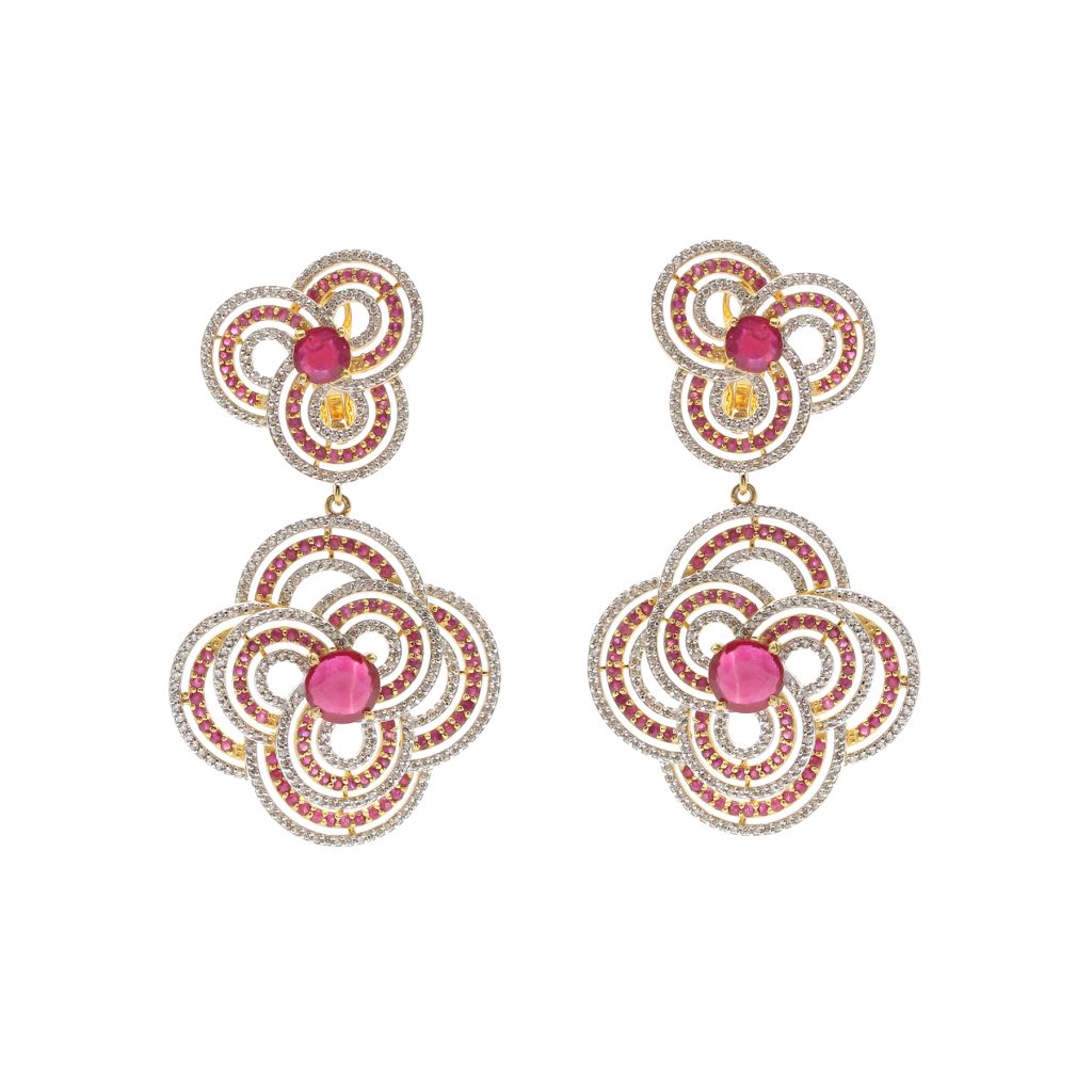 14K Gold Diamond Ruby Earring