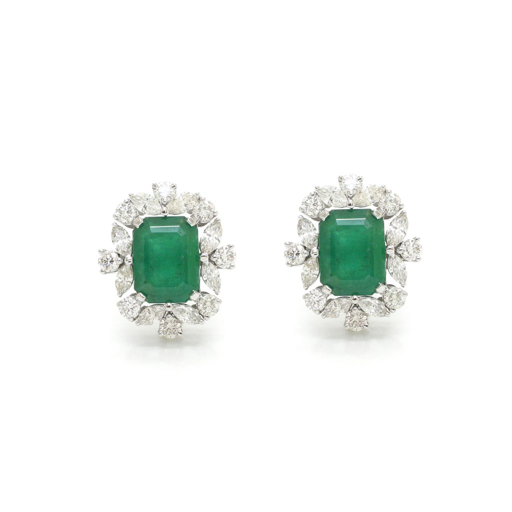 14K Gold Diamond Emerald Top