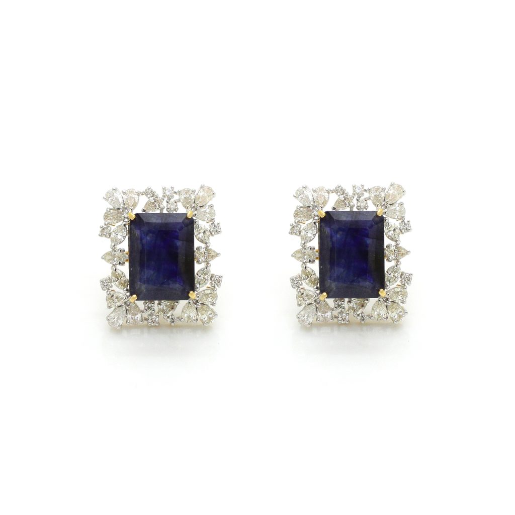 14K Gold Diamond Sapphire Top