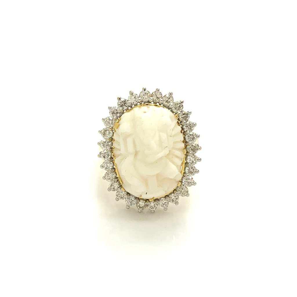 14K Gold Diamond Coral Ring