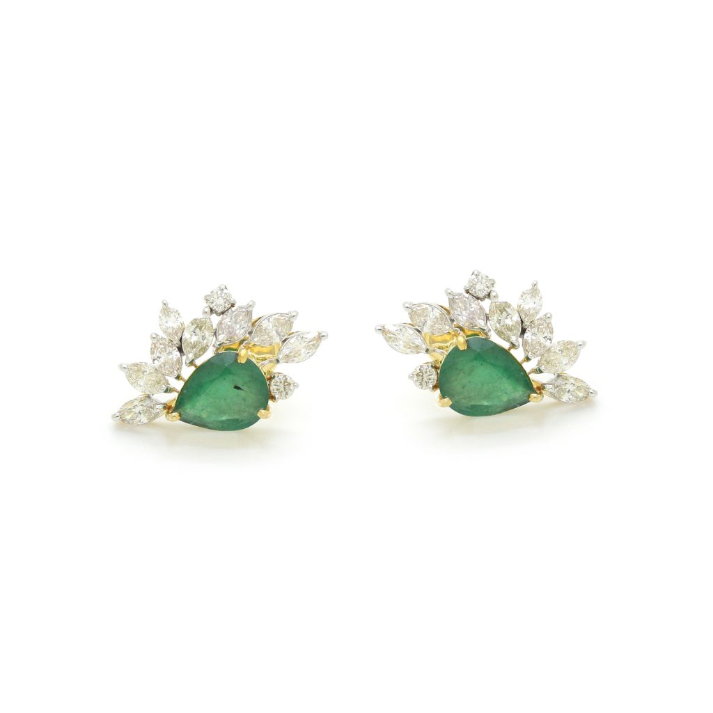 14K Gold Diamond Emerald Top