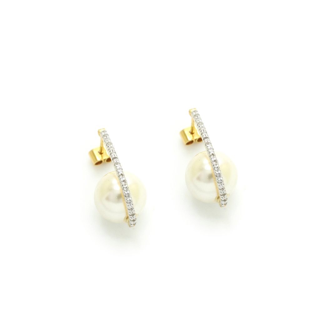 14K Gold Diamond Pearl Top