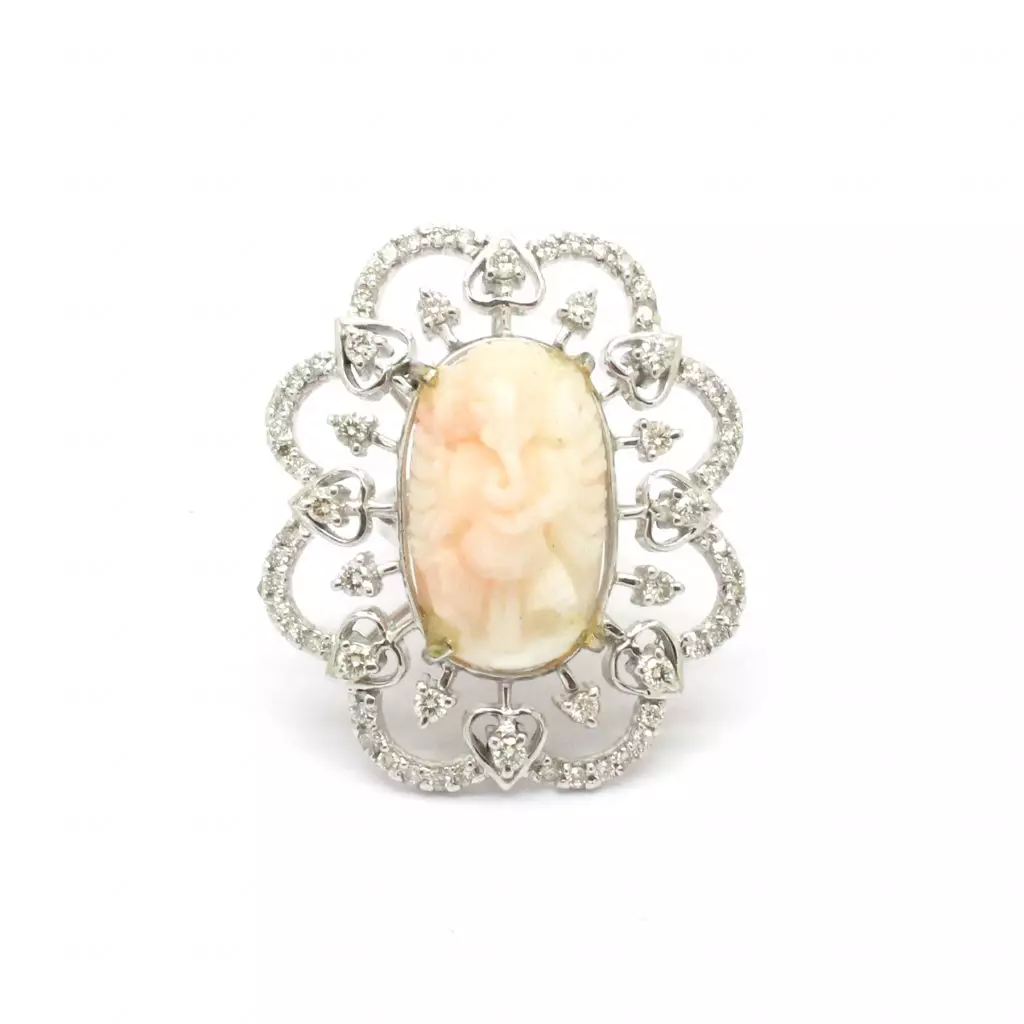 Diamond Coral Ganesh Ring