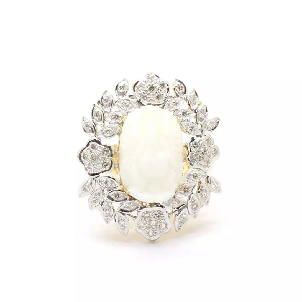 Diamond Coral Ganesh Ring