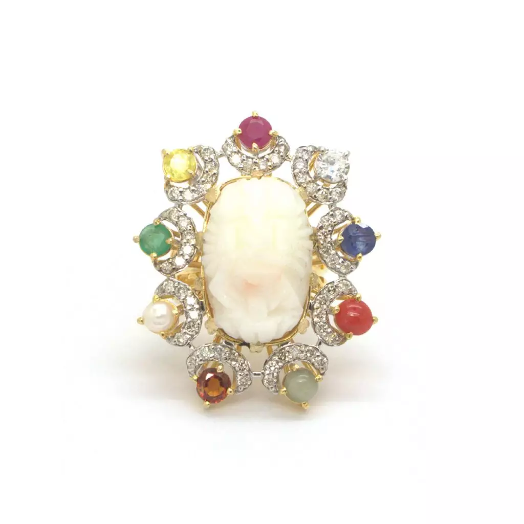 Diamond Coral Nawaratna Ring