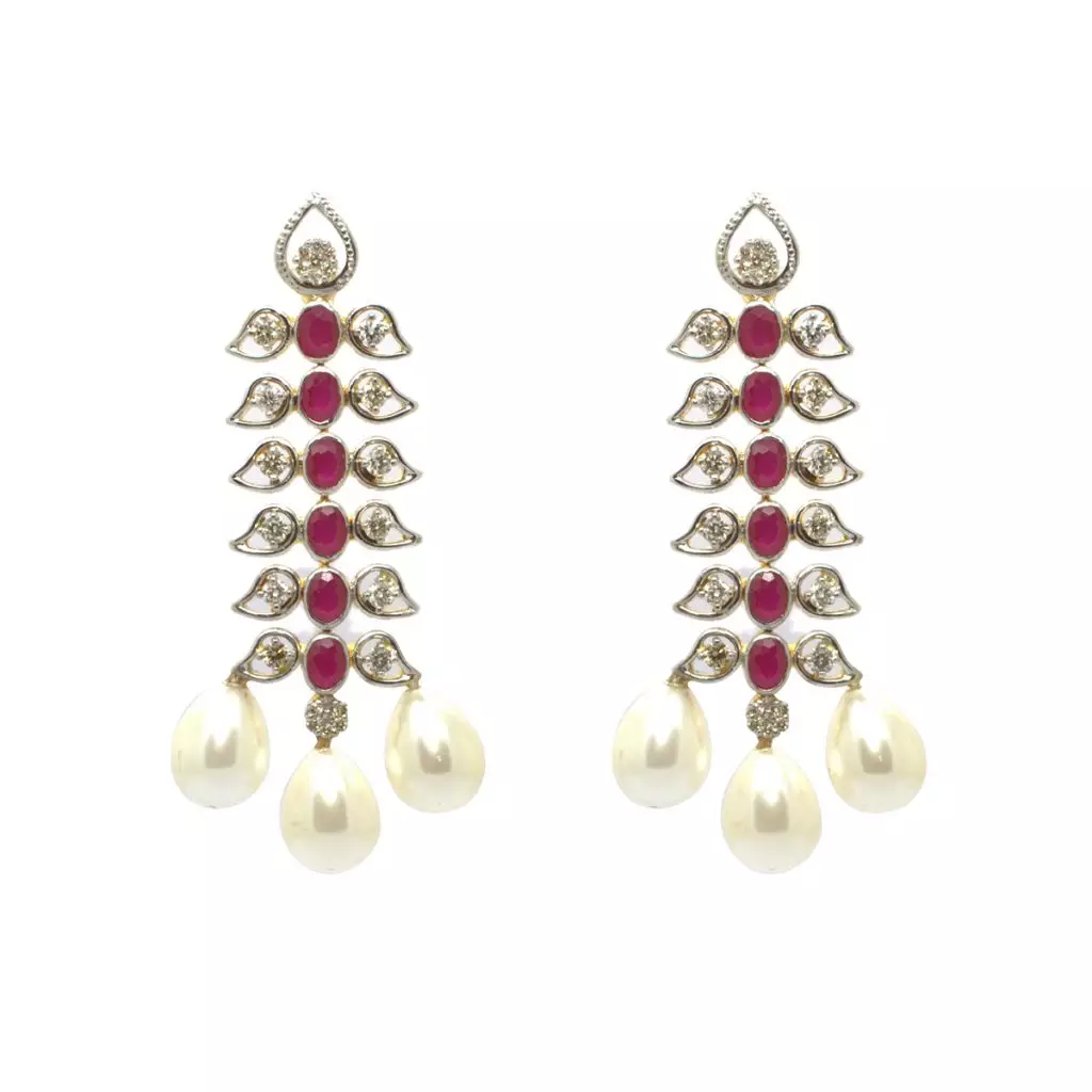 Diamond Ruby & Pearl Jhumka