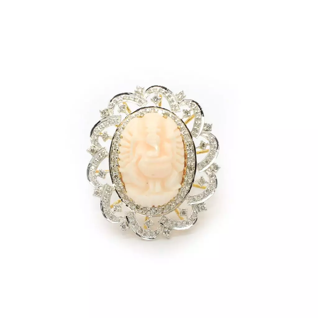 Diamond Coral Ganesh Ring