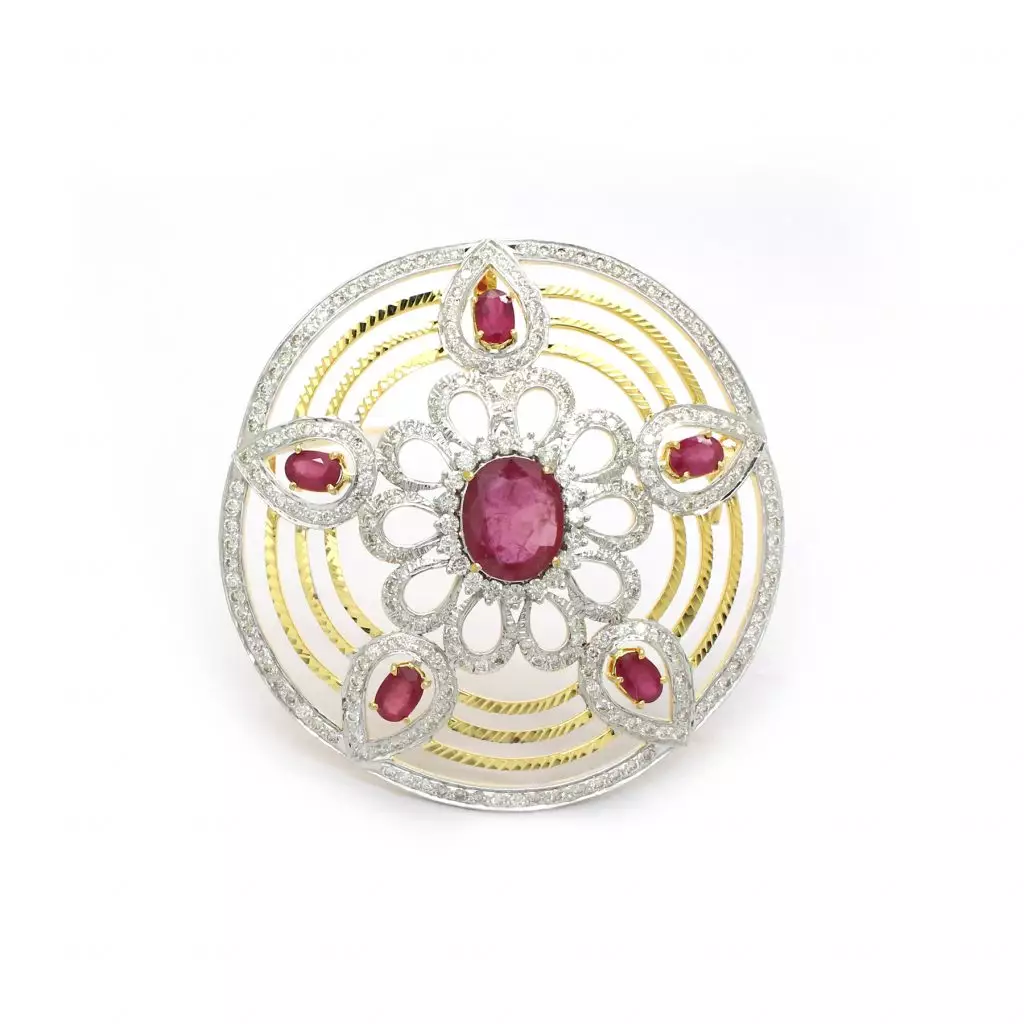 Diamond Ruby Brooch