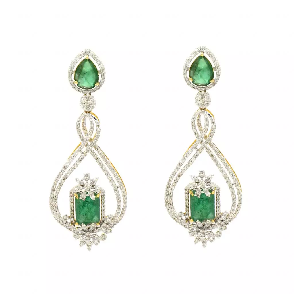 Diamond Emerald Jhumka