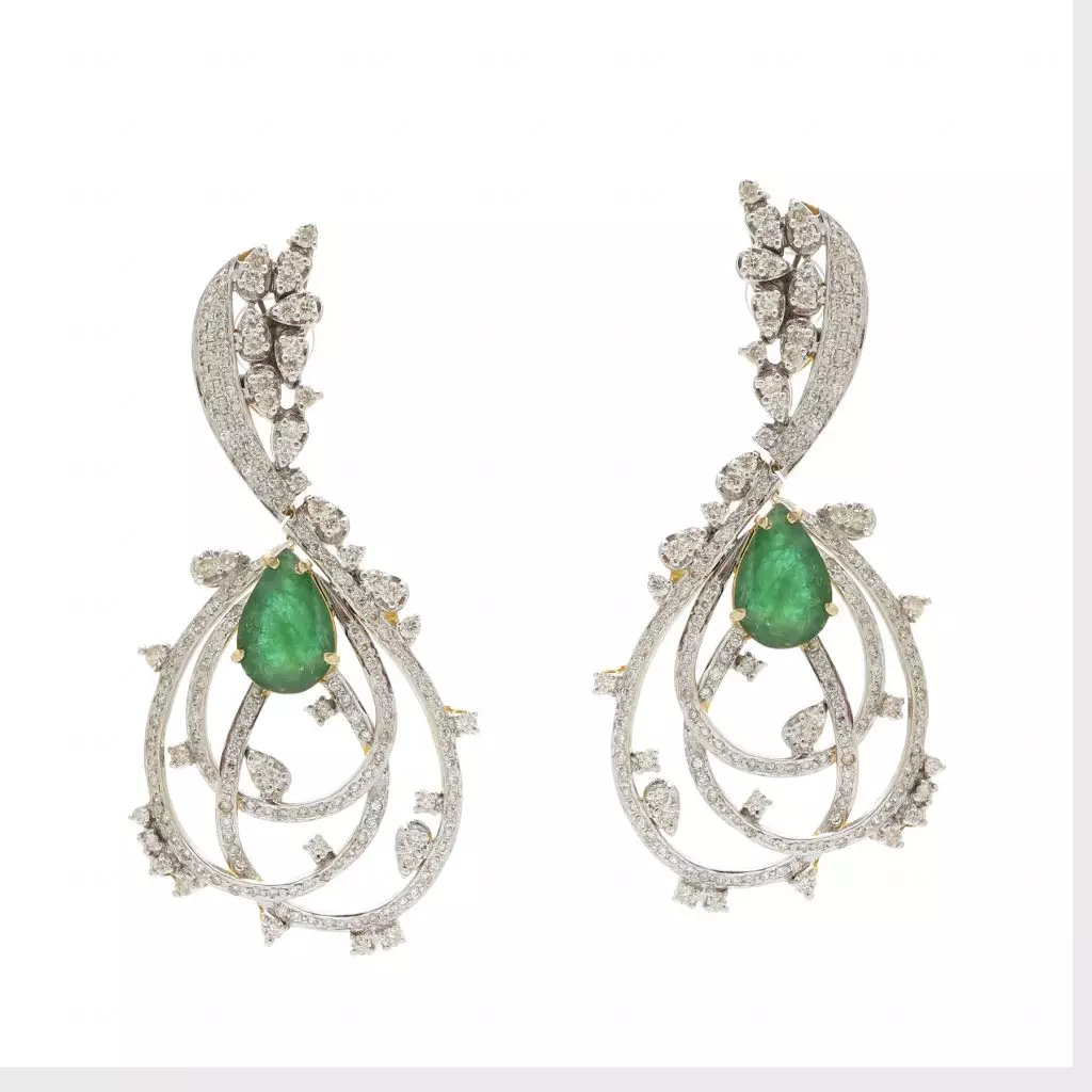 Diamond Emerald Jhumka