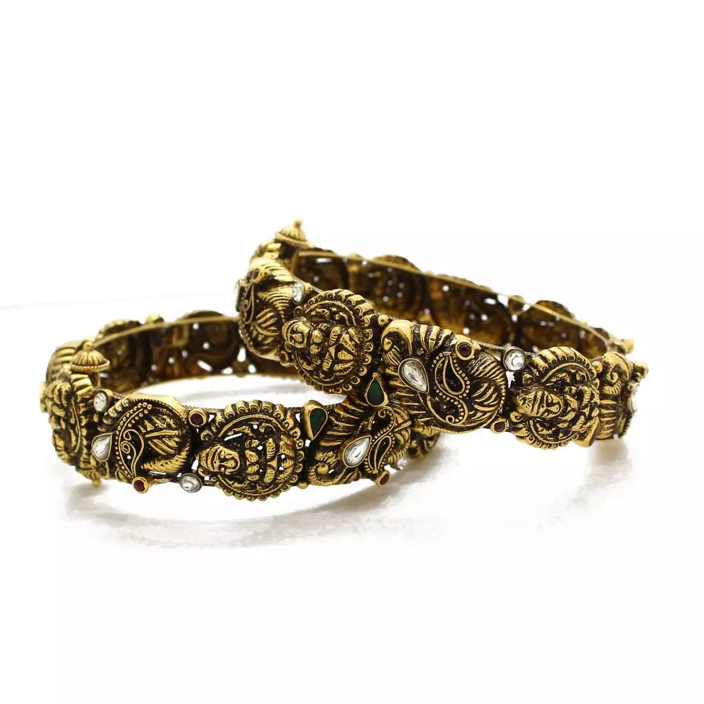 22K Gold Antique Temple Bangle