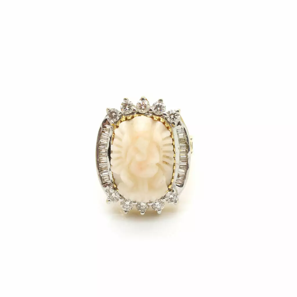 Diamond Coral Ganesh Ring