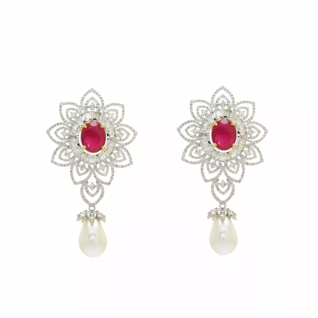 Diamond Ruby Pearl Jhumka