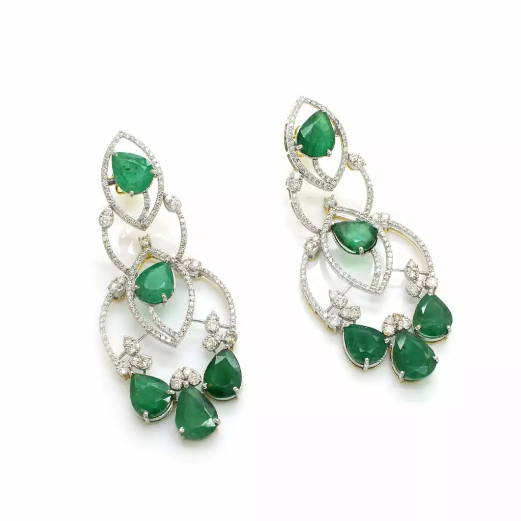 Diamond Emerald Jhumka
