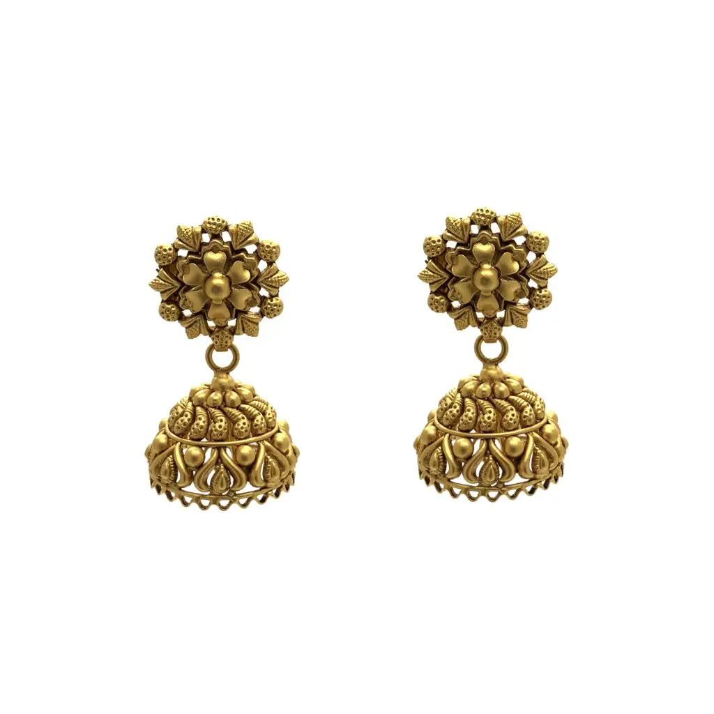 22k Gold Antique Pinjada Jhumka