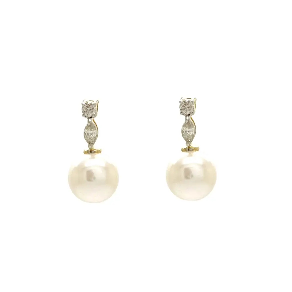14K Gold Diamond Pearl Top