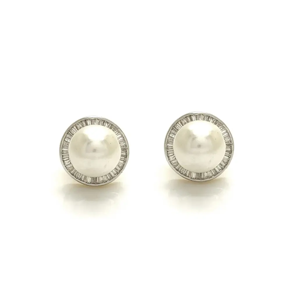 14K Gold Diamond Pearl Top