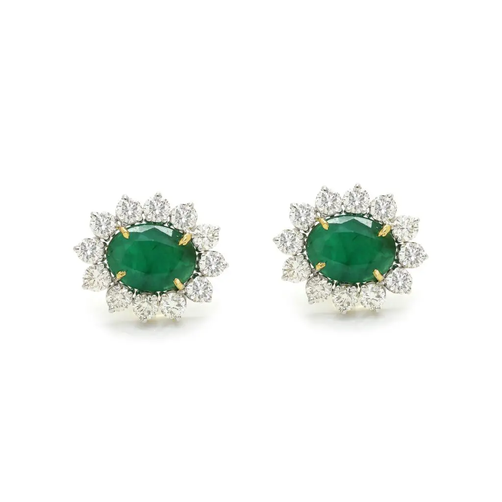 14K Gold Diamond Emerald Top