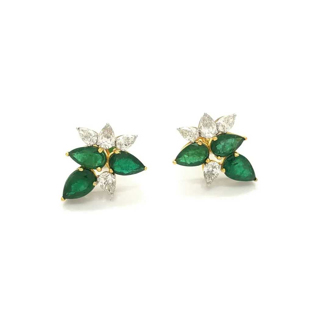 14K Gold Diamond Emerald Top