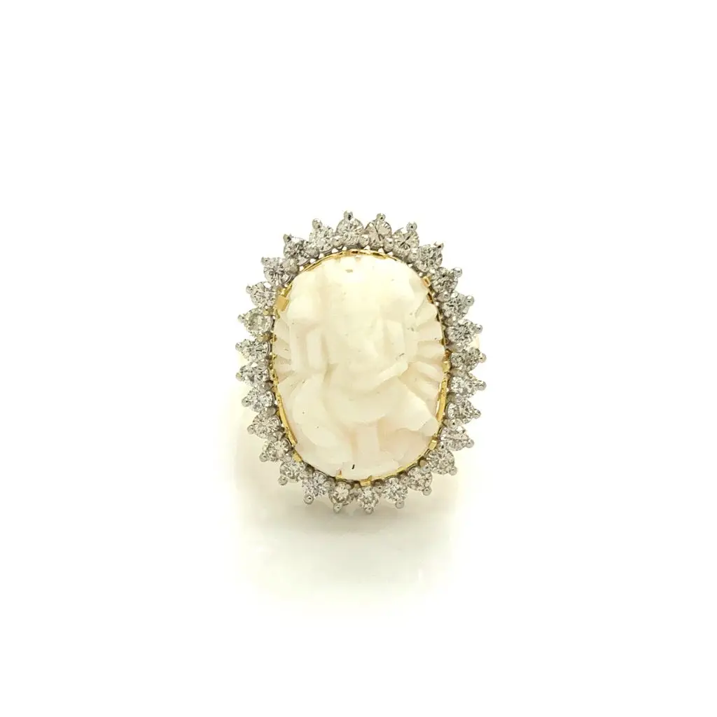 14K Gold Diamond Coral Ring